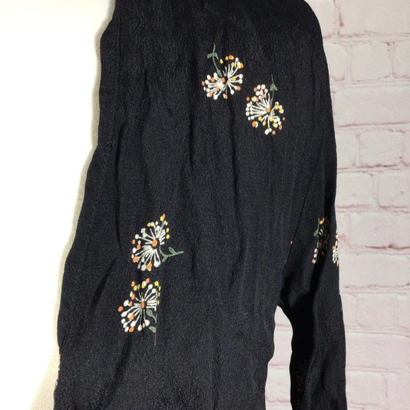 Reformation Navy Blue Floral Long Sleeve Tie Front Top - Size XS - Picture 2 of 7